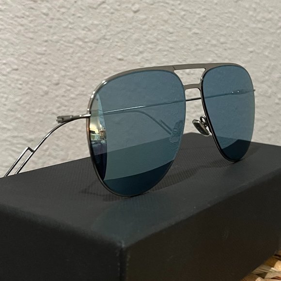 Dior Homme Sunglasses Mirrored Lenses Silver Wire Frames Men's-Preowned - Picture 1 of 12